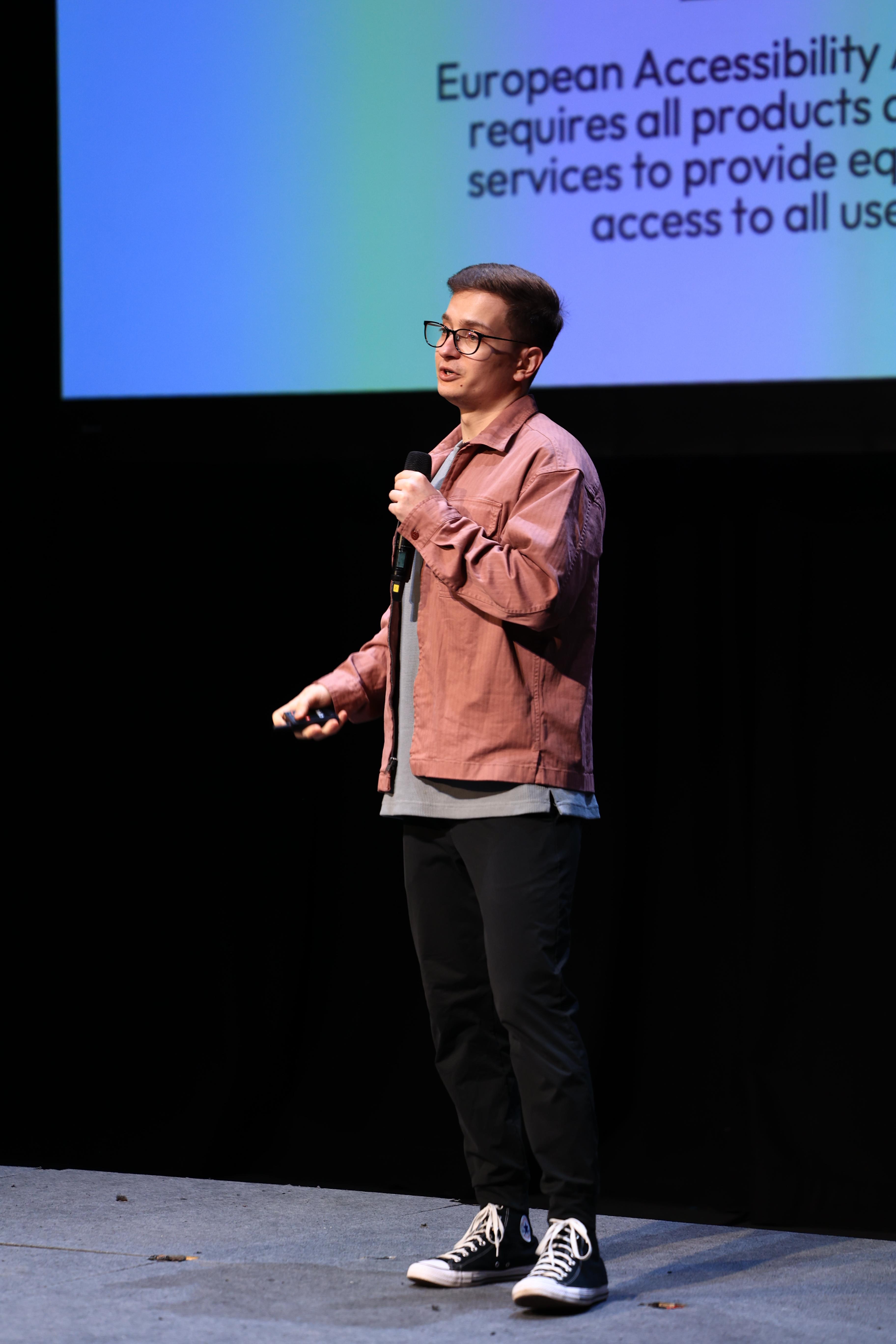 Young speaker on stage